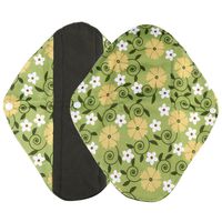 DEESEE(TM) Reusable Bamboo Cloth Washable Menstrual Pad Mama Sanitary Towel Pad Overnight Flow Pads (M(25×7cm), Green 2)
