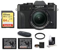 FUJIFILM X-T30 Mirrorless Digital Camera (with XF 18-55mm Lens Spare Battery Bundle, Black)