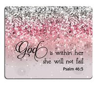 Smooffly Psalm 46:5 God is Within Her,She Will not Fall- Bible Verse Pink Sparkles Glitter Pattern Mouse pad Mousepads