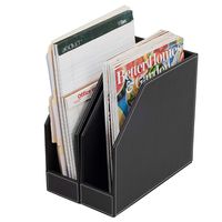 Executive PU Leather Vertical File Folder Holder & Office Product Organizer, Store Files, Magazines, Notepads, Books and More, 2 Pack Combo Set
