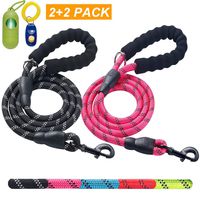 ladoogo 2 Pack 5 FT Heavy Duty Dog Leash with Comfortable Padded Handle Reflective Dog leashes for Medium Large Dogs