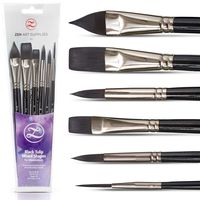 Watercolor Paint Brushes - Smart 6 pc Black Tulip Short-Handle Watercolor Brush Set for Consistent Flow - Gouache, Watercolors, Fluid Acrylics, Inks - Synthetic Squirrel Hair, Vegan, by ZenART