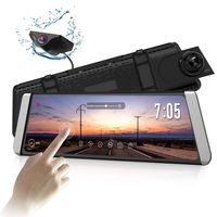 AUTO-VOX X1 Mirror Dash Cam Backup Camera 9.88"Full Touch Screen Stream Media Dual Lens AHD Reverse Camera,1296P FHD Front Camera and 720P Rear View Recorder Dash Cam with LDWS,GPS for trucks and cars