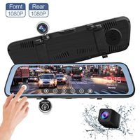 ALWEEN10 inch Mirror Dash Cam Touch Full Screen ; 1080P 170° Full HD Front Camera;1080P 140°Wide Angle Full HD Rear View Camera；Time-Lapse Photography,Parking Monitoring,350 Degree Rotation Camera.