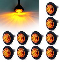 Purishion 10x 3/4"" Round LED Clearence Light Front Rear Side Marker Indicators Light for Truck Car Bus Trailer Van Caravan Boat, Taillight Brake Stop Lamp (12V, Amber)