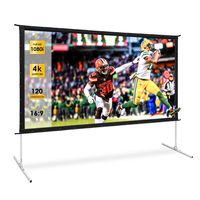 Projector Screen, TUSY Projector Screen 120 inch, 16:9 4K Ultra HD 3D Projector Outdoor Movie with Stand-Folding Wall-Mounted Outdoor Screen for Home Theater Movies
