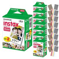 FujiFilm Instax Mini Instant Camera Film: White (8 Packs: 160 Film Sheets) + Bundle with 24 Sheets of Self-Adhesive Photo Corners | Compatible with Mini 9, Mini 8, Mini 25, Mini 90, Fuji SP-1, SP-2