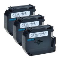 GREENCYCLE Compatible for Brother M131 M-K131 MK131 M-131 Standard Label Tape 1/2" x 26.2ft (12mm x 8m) for PT-45M PT-90 PT-70BM PT-70 PT-M95 PT-65 PT-85 Labeling Maker (Black on Clear, 3 Pack)