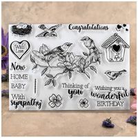 Kwan Crafts Bird Thinking of you Birthday Congratulations New Home Birdcage With Sympathy Clear Stamps for Card Making Decoration and DIY Scrapbooking