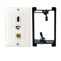 Yomyrayhu Recessed HDMI 3GHz Coax Ethernet Wall Plate F/F Adapter,RJ45 Cat6 Coupler,F Type Connector Gold Plated Brass with Single Gang Low Voltage Mounting Bracket