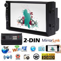 Double-DIN 7 Inch Car Stereo Android Multimedia Player Touch Screen GPS Navigation WiFi Bluetooth Hands-Free Call Mirror Link Function MP3/4/5 Radio Receiver Support AM/FM Aux-in/USB/TF Card