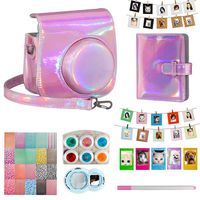 Blummy Instant Camera Accessories Bundles Set for Fujifilm Instax Mini 8/Mini 8+/Mini 9 Including Camera Case/Book Album/Selfie Len/Wall Hanging Frames/Stickers/Pen (Pink Laser)