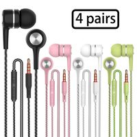 A12 Headphones Earphones Earbuds Earphones, Noise Islating, High Definition, Stereo for Samsung, iPhone,iPad, iPod and Mp3 Players（Black, White, Green, Pink (Black+White+Pink+Green 4pairs)