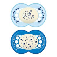 MAM Night Pacifiers (2 Count), MAM Pacifiers 6+ Months, Best Pacifier for Breastfed Babies, Glow in the Dark Pacifier