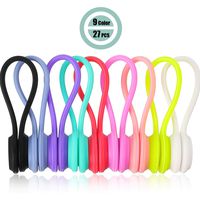 Blulu 27 Pieces Magnetic Cable Clips Cable Straps Reusable Twist Ties with Magnet for Bundling and Organizing Cables Earphone Wrap Cord for Headphones/ Date USB Cable, Bookmarks, Keychains Management