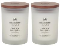 Chesapeake Bay Candle Scented Candles, Peace + Tranquility (Cashmere Jasmine), Medium (2-Pack)