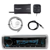Kenwood Marine Digital Media Bluetooth Receiver, SiriusXM Satellite Radio Tuner Kit, SiriusXM Antenna, Antenna - 40"