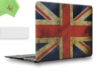 UESWILL 2in1 Rubberized Unique Pattern Solid Hard Shell Case with Clear Keyboard Cover for MacBook Air 13" (Models: A1369/A1466) + Microfibre Cleaning Cloth,UK Flag