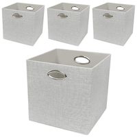Posprica Storage Cubes, 12×12 Collapsible Storage Basket Bins,Heavy Duty Fabric Containers, 4pcs, Grey