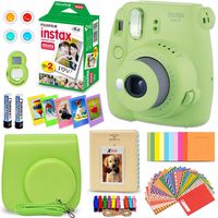 FujiFilm Instax Mini 9 Instant Camera Lime Green + Fuji INSTAX Film (20 Sheets) + Custom Camera Case + Instax Album + 60 Colorful Stickers + 20 Emoji Stickers + Fun Frames + 4 Colored Filters + More
