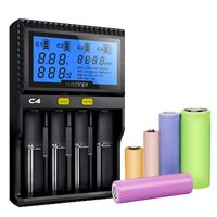 Miboxer C4 V3 Universal 18650 Charger 4 Slots for Rechargeable Batteries Ni-MH Ni-Cd AA AAA Li-ion LiFePO4 IMR ICR 10340 18650 26650 21700 with Protect Board