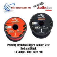 14 GAUGE WIRE RED & BLACK POWER GROUND 100 FT EACH PRIMARY STRANDED COPPER CLAD