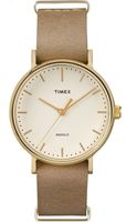 Timex Unisex TW2P98400 Fairfield 37 Taupe Leather Slip-Thru Strap Watch