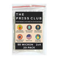 50 Micron | Premium Nylon Tea Filter Press Screen Bags | 2" x 4" | 20 Pack | Zero Blowout Guarantee | All Micron & Sizes Available
