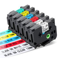 GREENCYCLE Compatible for Brother TZ 141 241 441 541 641 741 Laminated Tape Black On Clear/White/Red/Blue/Yellow/Green 18mm for P-Touch Label Makers (6 Pack,TZE141 TZE241 TZE441 TZE541 TZE641 TZE741)