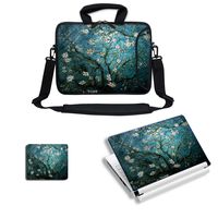 Meffort Inc Laptop Bundle Deal - Includes Neoprene Laptop Bag with Side Pocket Adjust Shoulder Strap with Matching Skin Sticker Decal & Mouse Pad (13.3 Inch, Almond Blossoming)
