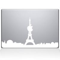 The Decal Guru 2070-MAC-13P-W Paris City Skyline Decal Vinyl Sticker, White, 13" MacBook Pro (2015 & Older)