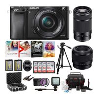 Sony Alpha a6000 Mirrorless Camera with 16-50mm & 55-210mm & 50mm Lens Bundle