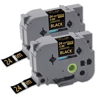 Unismar P-Touch TZe-354 TZe354 TZ-354 24mm Laminated Label Tape Compatible for Brother PT-D600 PT-D600VP PT-P700 PT-P750W PT-2430PC PT-2730 Label Maker, Gold on Black, 1 Inch x 26.2 Feet, 2-Pack