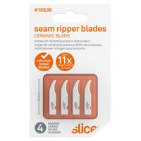 Slice 10536 Safety Blade For Seam Ripper, Never Rusts, Finger-Friendly Blade Lastsup To 11X Longer Than Steel, Round Tip, Fits In Seam Rippers & Craft Handles, 4 Pack