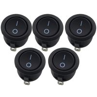 Magic&shell 5-Pack Round Rocker Power Switch 6A 250V AC 2 Pin 2 Position ON/Off Power Switch SPST Black Button