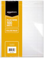AmazonBasics College Ruled Loose Leaf Filler Paper, 100 Sheet, 11 x 8.5 Inch, 6-Pack