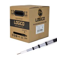 LOGICO RG6 Quad Shield 18 AWG Satellite TV Black 500' Feet ft Coaxial Coax Cable Wire