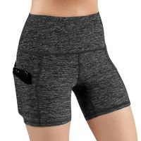 ODODOS High Waist Out Pocket Yoga Short Tummy Control Workout Running Athletic Non See-Through Yoga Shorts,CharcoalHeather,X-Small