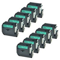 GREENCYCLE Compatible for Brother M731 M-K731 MK731 M-731 Standard Label Tape 1/2" x 26.2ft (12mm x 8m) for PT-45M PT-90 PT-70BM PT-M95 PT-65 PT-85 Labeling Maker (Black on Green, 10 Pack)