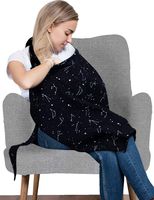Cotton Muslin Nursing Cover - Large Breastfeeding Cover with Built-in Burp Cloth & Pocket - Soft, Breathable, Chemical-Free, 360° Coverage, Black Nursing Cover for Breastfeeding by San Francisco Baby