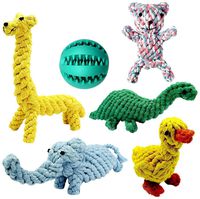Achivy 6 Piece Animal Design Cotton Rope Dog Toys with Puppy Pet Play Chew Rubber Treat Ball, Interactive Training for Small to Medium Dogs
