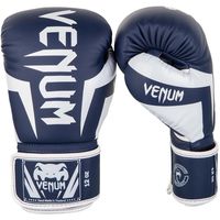 Venum Elite Boxing Gloves-White/Navy Blue-16oz