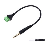SinLoon 6.35mm 1/4" Stereo Audio Extension Cable Male to 90 Degree 3 -Pin Screw Video Terminal Balun Solderless Adapter (6.35mm M 3Pole)