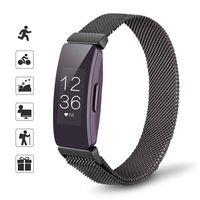 TOMALL Metal Bands Compatible for Fitbit Inspire and Fitbit Inspire HR,Stainless Steel Metal Wristband for Women Men (Small, Black)