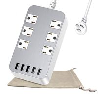 Power Strip with USB Flat Plug UL Listed - Surge Protector Power Strip w/ 5 USB Ports and 6 Outlets 6Ft Extension Cord Wall Mount, Desktop Charging Station for Computers Home Office Dorm Rooms, White