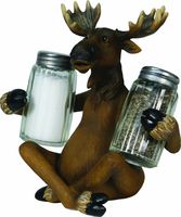 River's Edge Hand Painted Poly Resin  Salt and Pepper Shaker Set (Moose)