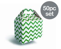 Green Stripe Gift Boxes/Favor Boxes/Treat Boxes with Handle - 50 pieces pack