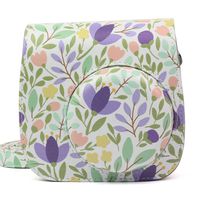 Protective Camera Case for Fujifilm Instax Mini 8 Mini 8+ Mini 9 Instant Camera with Removable Shoulder Strap, PU Leather (Case for Fujifilm Instax Mini 8/8+/9, Flower Green)