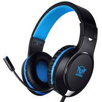 Karvipark H-10 Gaming Headset for Xbox One/PS4/PC/Nintendo Switch|Noise Cancelling,Bass Surround Sound,Over Ear,3.5mm Stereo Wired Headphones with Mic for Clear Chat (BLUE)