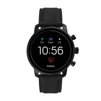 Fossil Men's Gen 4 Explorist HR Heart Rate Stainless Steel and Silicone Touchscreen Smartwatch, Color: Smooth Black (Model: BQD1000)